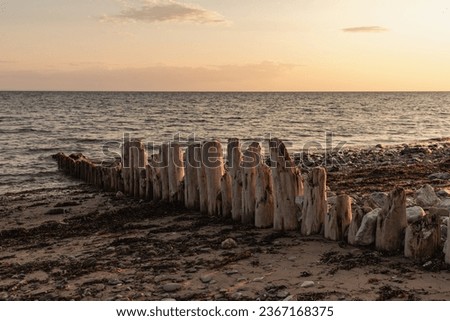 view of the side of the ocean looking on the horizon on a sunset