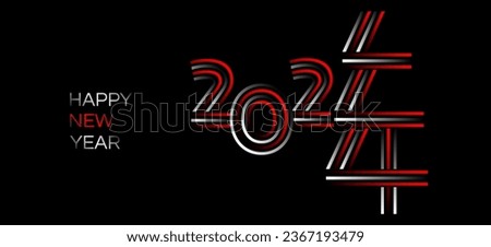 happy new year 2024  numbers and stylized christmas tree on black background wallpaper vector illustration