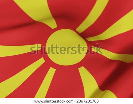 Iconic Macedonia National Flag Waving