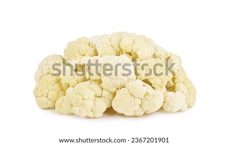 Heap of slices of cauliflower isolated on white background. Royalty-Free Stock Photo #2367201901