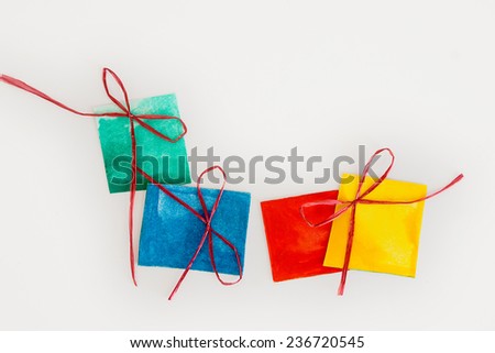 Paper gifts on white background