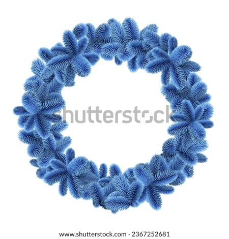 3d render, Modern Christmas wreath, coniferous clip art collection, Christmas tree elements, isolated on white background 