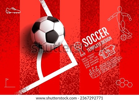 Soccer Template design , Football banner, Sport layout design, Red Theme, vector illustration