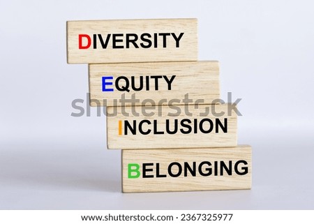 DEIB, Diversity, equity, inclusion, belonging symbol. Wooden blocks with words DEIB, diversity, equity, inclusion. belonging on white background. Business, DEIB concept.