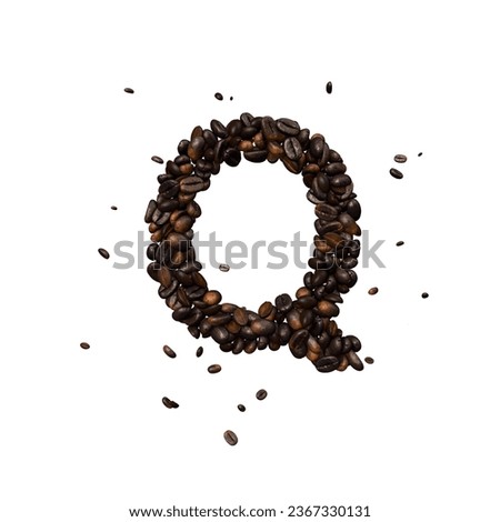 3d illustration Coffee text typeface out of coffee beans isolated the character  Q