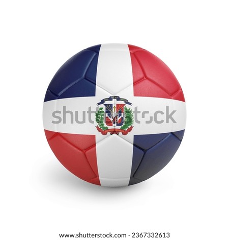3D soccer ball with Dominican Republic team flag. Isolated on white background