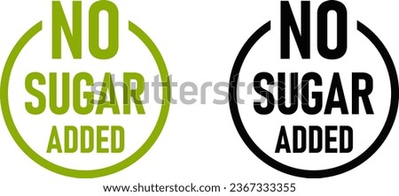 No Sugar Added Sugar-Free Round Info Label Stamp Icon Set. Vector Image. Royalty-Free Stock Photo #2367333355