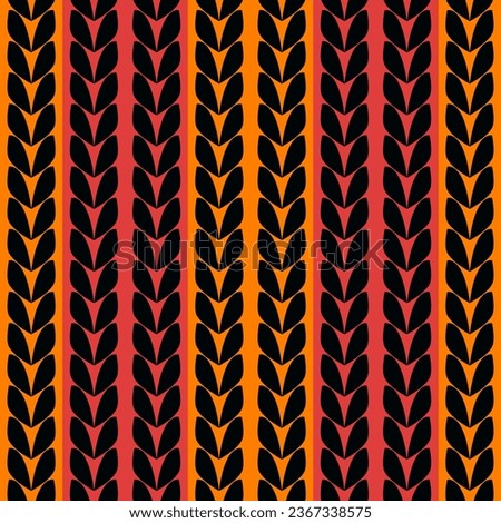 seamless drawing pattern of black leaves on orange background. pattern for card, cover skin, fashion, dress, shirt, wrapping paper.