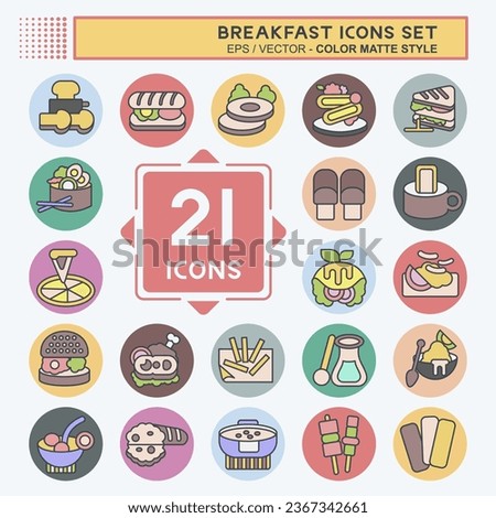 Icon Set Breakfast. related to Food, Diner symbol. color mate style. simple design editable. simple illustration
