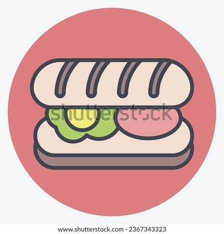 Icon Submarine Roll. related to Breakfast symbol. color mate style. simple design editable. simple illustration