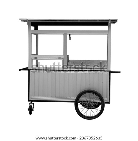 Gerobak aluminium or 3D template aluminum cart design for selling street food, gorengan, fried snack and franchise, isolated white background Royalty-Free Stock Photo #2367352635