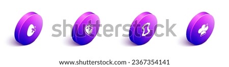 Set Isometric No egg, meat, Leather and Vegan food diet icon. Vector