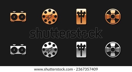 Set Time chess clock, Twister game, Mahjong pieces and Casino chip icon. Vector
