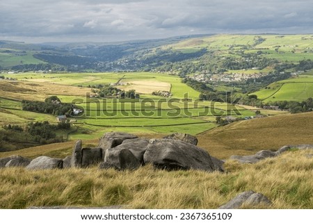 23.09.23 Littleborough, Lancashire, UK. Fields of dry stone walls above Todmorden in the South Pennines