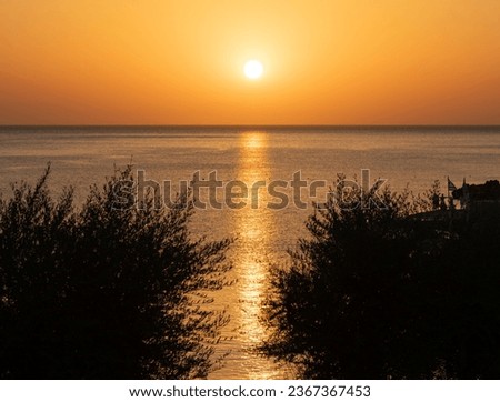 Sunrise on northern coast of Rhodes island