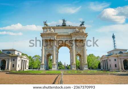 Arch of Peace in sempione park, Milan, lombardy, Italy Royalty-Free Stock Photo #2367370993