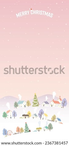 Winter Wonderland with dramatic sky background childish style vertical vector illustration have blank space. Merry Christmas greeting card template.