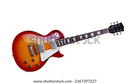 Electric Guitar: Similar to an acoustic guitar, but it relies on electric amplification for sound. Royalty-Free Stock Photo #2367397227