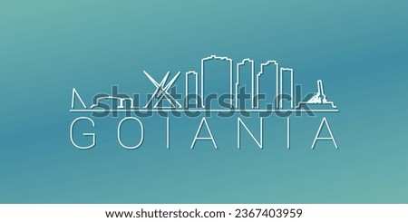 Goiânia, State of Goiás, Brazil Skyline Linear Design. Flat City Illustration Minimal Clip Art. Background Gradient Travel Vector Icon.
