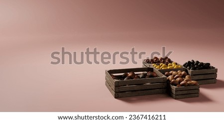 box of various type of tropical fruit, consist of pear, mango, avocado and apple, illustration of fruit delivery concept, 3d render