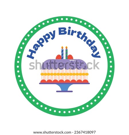 Happy birthday background. Happy birthday text. kids birthday party. Cartoon Vector Illustration design. cake, balloons, party decoration elements. birthday celebration. greeting card. label, sticker.