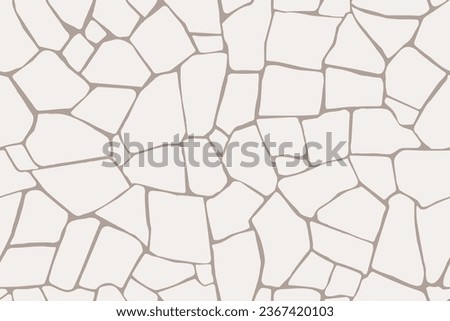 Broken tile mosaic, seamless pattern. Beige tiles, real wall or brick, vector seamless with texture background. Abstract wallpaper in an irregularly shaped bathroom. Royalty-Free Stock Photo #2367420103