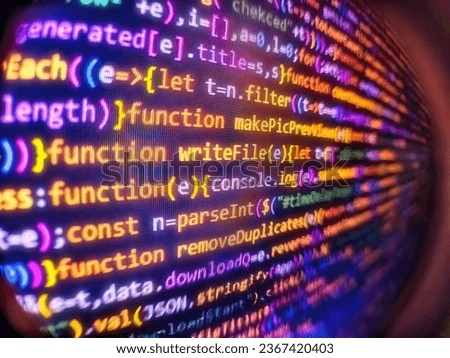 Laptop screen show abstract computer programming code script. Technology background. Python programming developer code. Binary code digital technology background. Modern binary code close-up