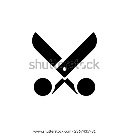 Scissors black glyph ui icon. Cut footage. Simple filled line element. User interface design. Silhouette symbol on white space. Solid pictogram for web, mobile. Isolated vector illustration