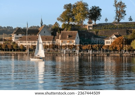 Sailing on the shoures of the Zurich Lake, Rapperswil, St Gallen, Switzerland Royalty-Free Stock Photo #2367444509