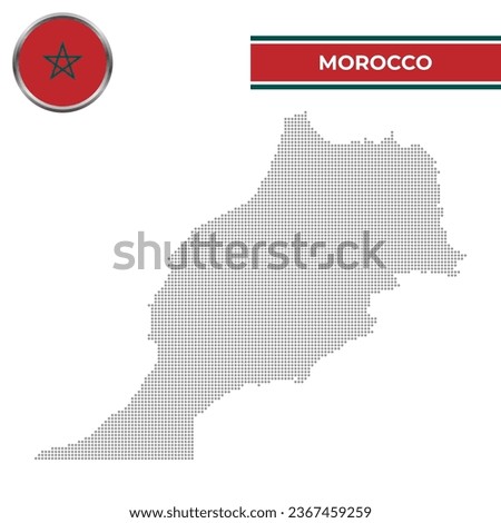 Dotted map of Morocco with circular flag