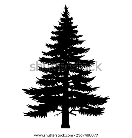 Pine or Fir tree silhouette. Vector illustration Royalty-Free Stock Photo #2367488099