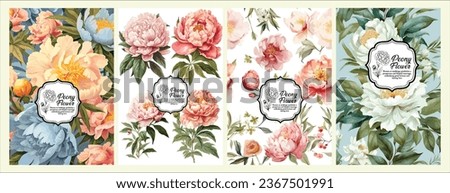 Background Vector illustrations Peonies, plants, leaves and flowers. Beautiful realistic flowers for background, pattern or wedding invitations, fashion.