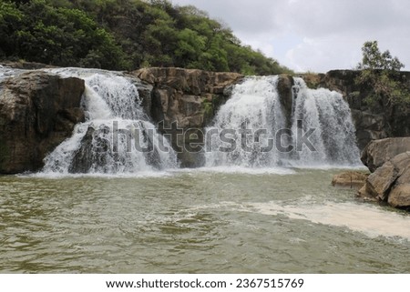 waterfall. b beautiful picture of khodiyar dam waterfall. 