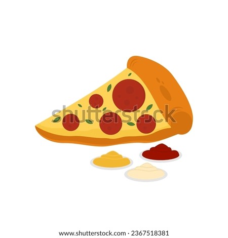 flat illustration of delicious pizza slices with melted mozzarella