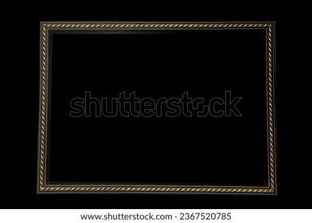 Vintage detailed gold empty square picture frames isolated on black background with clipping path