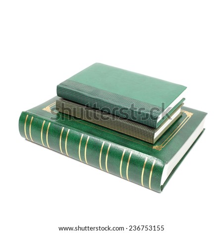 green foliant books isolated on white