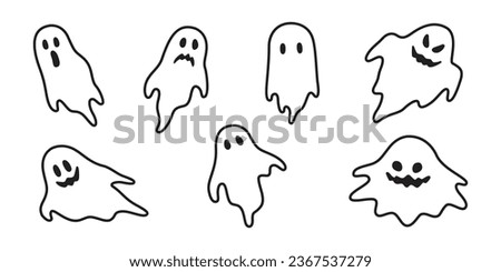 Ghost spooky vector icon Halloween doodle cartoon character logo symbol illustration design clip art isolated