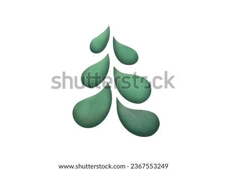 watercolor hand drawn Christmas tree cutout on white background. unusual shape Coniferous trees green happy New Year design. Simple pine-trees clip art. Winter holiday evergreen forest tree