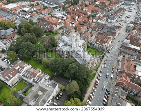 aerial view of St Mary's Anglican parish church  Beverley. East Riding of Yorkshire