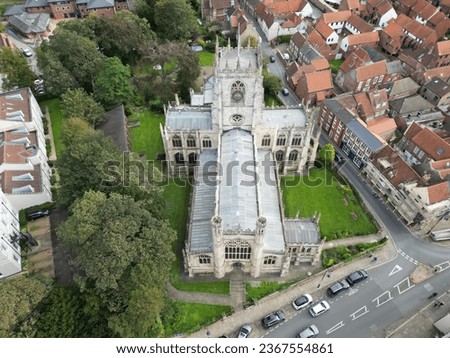 aerial view of St Mary's Anglican parish church  Beverley. East Riding of Yorkshire