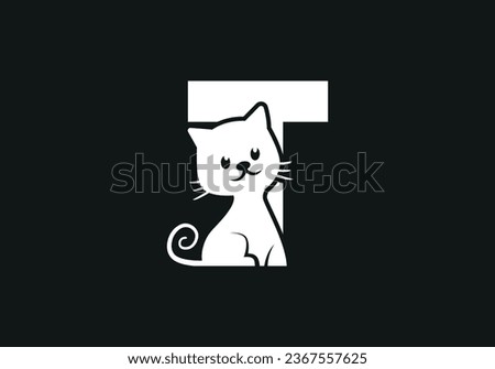 Cat Logo of Kitty Initial Letter T Animal Cats veterinary shop icon symbol veterinarian clip art vector