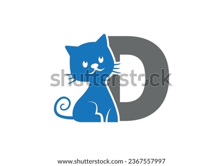 Cat Logo of Kitty Initial Letter D Animal Cats veterinary shop icon symbol veterinarian clip art vector