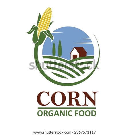 corn stalk emblem isolated on white background Royalty-Free Stock Photo #2367571119