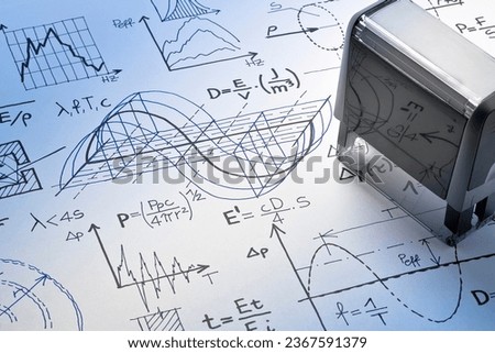 Formulas about project noise reduction in buildings - concept image on a sheet of paper Royalty-Free Stock Photo #2367591379