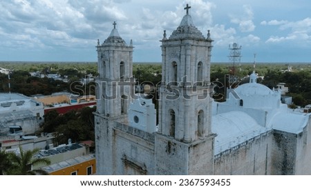 Paseo Montejo in Mérida Yucatán Aerial view to the monument of the central park of the city in Mexico