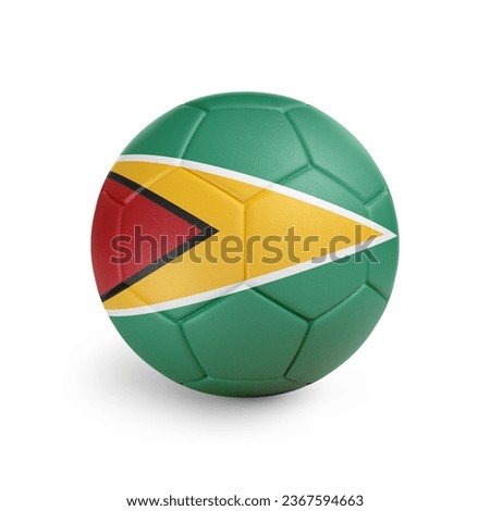3D soccer ball with Guyana team flag. Isolated on white background
