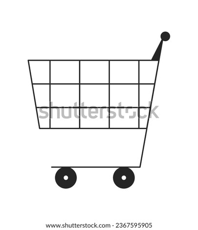 Shopping cart flat monochrome isolated vector object. Editable black and white line art drawing. Simple outline spot illustration for web graphic design