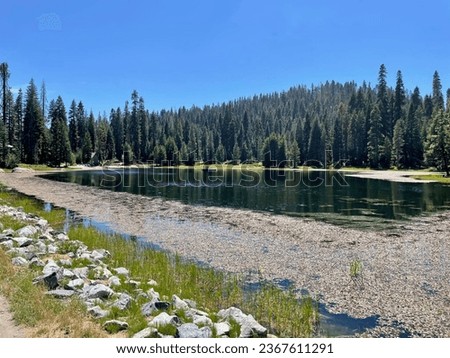 Panoramic view of the lake with mountains in the background at Montecito Sequoia, California. USA.