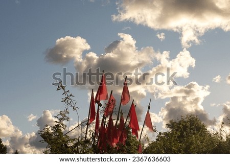 Red flags from a fisherman in Heringsdorf at the baltic sea.