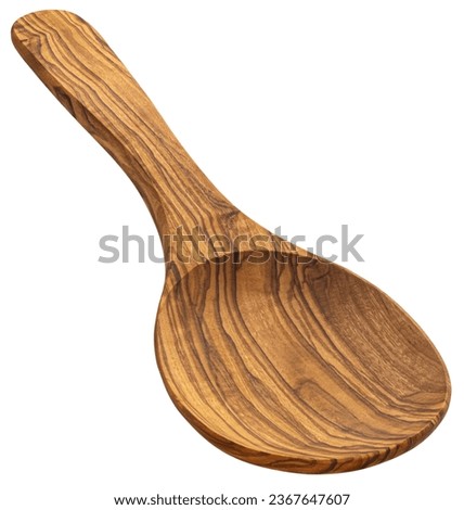 Wooden spoon isolated on white background, full depth of field